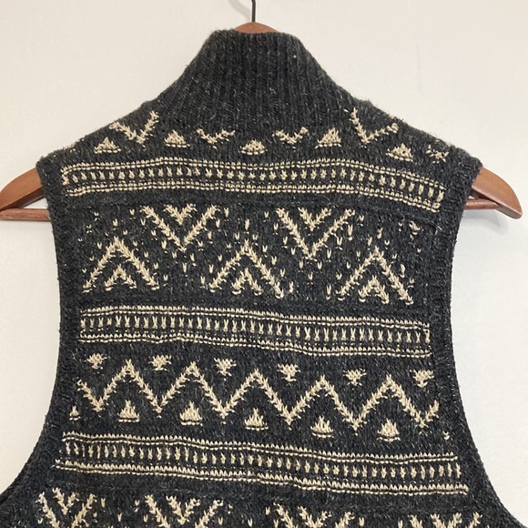 Vintage Ralph Lauren Sweater Vest Womens Medium Large Silk Linen Gray Tan Aztec - Picture 4 of 12